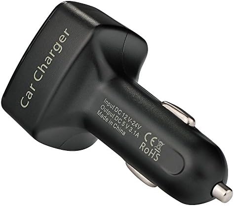 Car Charger,2.1A High Speed Dual Port Blue LED Light USB Car Charger,Displays Car¡¯s Voltage,Amps and Internal Temperature(Fahrenheit),Compatible with Most of Android/windows Smart Cell Phone.(Black)