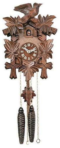 9 Inch Five Leaves and One Bird 1-Day Cuckoo Clock (German Alder Wood) (9