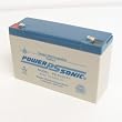 Powersonic PS-6100F1 - 6 Volt/12 Amp Hour Sealed Lead Acid Battery with 0.187 Fast-on Connector