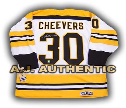 GERRY CHEEVERS Boston Bruins Signed Retro Stanley Cup Era JERSEY