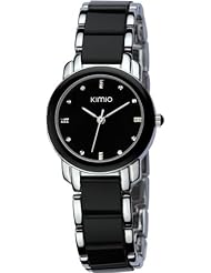 KIMIO K455L Fashion Ladies Quartz Wristwatches Stainless Steel Black