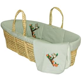 Tadpoles Organic Moses Basket with Love Embroidery