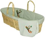 Tadpoles Organic Moses Basket with Owl Embroidery, Sage