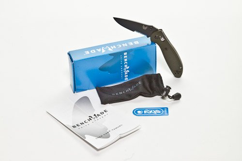 Benchmade Pardue Design Mini-Griptillian Combo Edge Knife with Olive Drab Handle