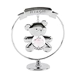 Girls Christening Gift. Pink Teddy Bear with Swarovski Elements
