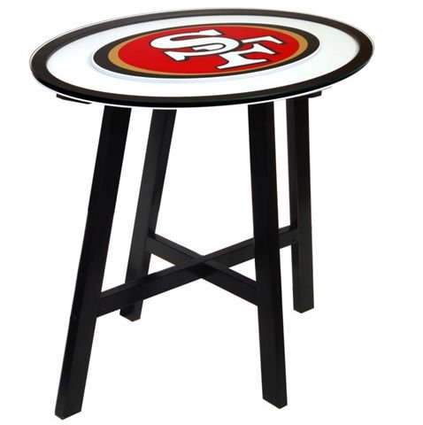 San Francisco 49ers Wooden Pub Table With Glass Top