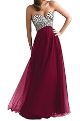 Strapless Polyester/Tulle Sweetheart Empire   Waistline Beaded Sequined Lace-Up Floor Length Prom Dress 
