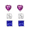 10k White Gold Created Sapphire Earring Set