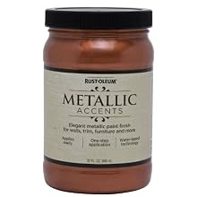 Rust-Oleum Metallic Accents 253536 Decorative 32-Ounce Quart Water Based One Part Metallic Finish Paint, Copper Penny