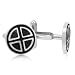 Mens Classic Stainless Steel and Black Enamel Cuff Links