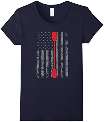 Women's American Flag Grunge Kayak Kayaker Paddle Tshirt XL Navy