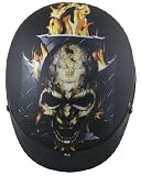 DOT Flat Black Flame Laughing Skull Helmet