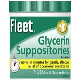 Fleet Glycerin Suppositories Laxative for Constipation, 100 Adult Suppositories by