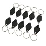 10 X LED MINI MICRO BLACK KEYCHAIN KEY RING SUPER BRIGHT FLASHLIGHT WHITE LIGHT