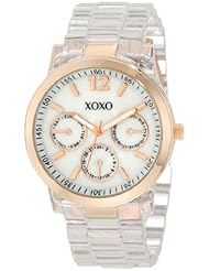 XOXO Womens XO5516 Clear Bracelet with Rose Gold Case Watch
