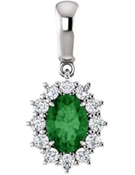 Platinum 7.00x5.00mm Oval Cut Chrome Tourmaline and Diamond Pendant -- LIFETIME WARRANTY