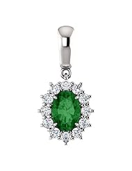 10K White Gold 7.00x5.00mm Oval Cut Chrome Tourmaline and Diamond Pendant -- LIFETIME WARRANTY