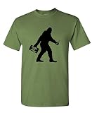 SASQUATCH BIGFOOT WITH BEER funny party - Mens Cotton T-Shirt, L, Military
