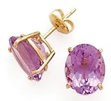 14K OVAL AMETHYST EARRINGS 10X8 MM