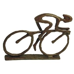 Handcrafted Bronze Sculpture Man On Bicycle Collectible Figurine Model