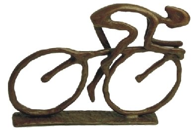 Handcrafted Bronze Sculpture Man On Bicycle Collectible Figurine Model