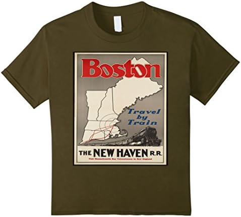 Kids Vintage Boston New Haven Rail Road T-shirt 4 Olive