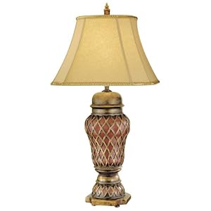 Murray Feiss One-Light Verdun Collection Table Lamp, Aged Gold Leaf with Dark Tan Linen... by Murray Feiss