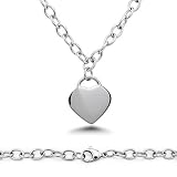 Stainless Steel Engraveable Heart Tag Necklace