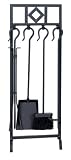 Outdoor Living : UniFlame 5 Piece Black Wrought Iron Inline Fireset W/ Diamond Design