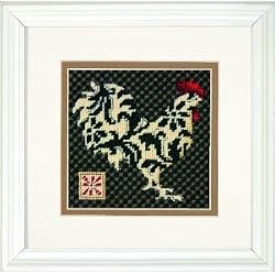 EK Success Dimensions Black and White Rooster Needlepoint