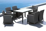 7-Piece Outdoor Furniture Dining Set with Medium Glass-Top Table - Model LINEA 2