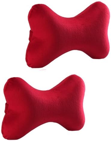 2 Pack--Love Home Dog Bone Pillow / Neck Pillow/car Pillow/ Memory Foam Neck Pillow/ Neck Rest Pillow/ Car Neck Pillow- With Washable Soft Microfiber Travel Pillowcase-- the Ultimate in Comfort, Red