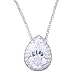 Ladies Rhodium Pear White Cubic Zirconia Cluster Pendant