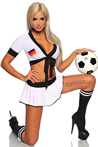 Fussball Trikot Set Deutschland Kostüm Top & Minirock , Größe:S/M-36/38