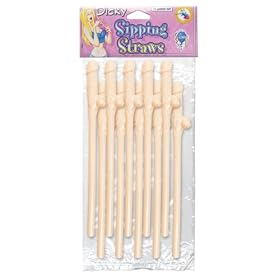 Pipedream Products Dicky Sipping Straws 10-Pack, Flesh