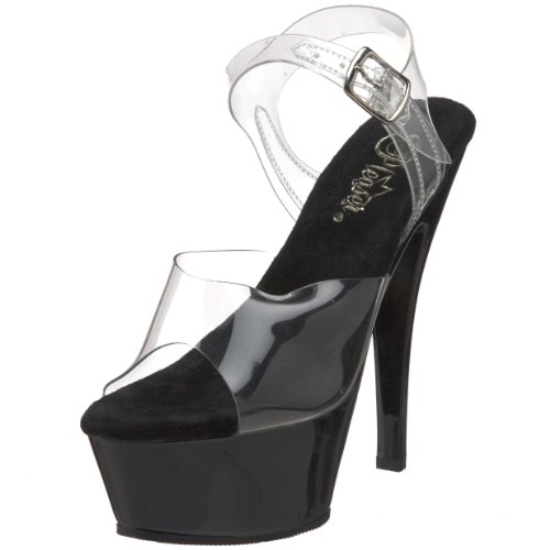 Pleaser Women's KISS-208/C/B Platform Sandal,Clear/Black,6 M US
