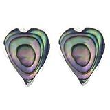 Sterling Silver Abalone Heart Stud Earrings