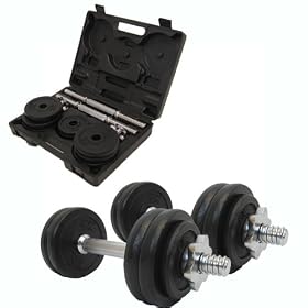 Click here to buy Confidence Pair of 40 lb Fitness Pro Adjustable Dumbbells Set with case.