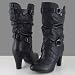 LEACH Chunky Heel Fashion Slouchy Dress Boots Black