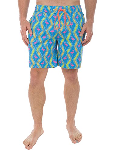 Men's Flamingo Beach Shorts - Bright Neon Short Shorts