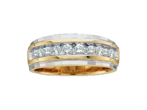Mens 1/4 ctw. Comfort Fit Diamond Wedding Band 2 Tone Gold