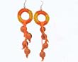 Handmade Earrings - Crocheted Loop with Acai Beads - Happy Tangerine