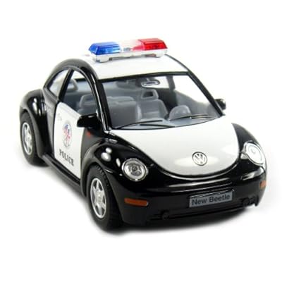 12 pcs in Box: 5" Volkswagen Beetle Police Car 1:32 Scale (Black/White)