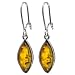 Sterling Silver Honey Amber Marquise-Shaped Earrings Sterling Silver Honey Amber Marquise-Shaped Earrings