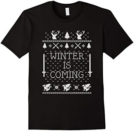 Men's Winter Is Coming Ugly Christmas Sweater T shirt 3XL Black