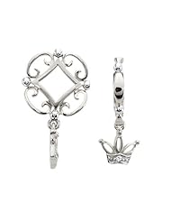 Storywheel® Created White Sapphire Crown Dangle Bead / Charm
