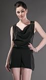 DEBUE Cowl Neck Zipper Detail Romper Black