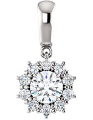 10K White Gold Round Cut Diamond Pendant -- LIFETIME WARRANTY