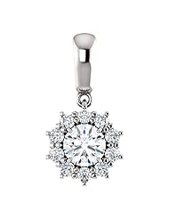 18K White Gold Round Cut Diamond Pendant -- LIFETIME WARRANTY