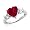 10k White Gold Heart-Shaped Created Ruby and Round Created White Sapphire Heart Ring, Size 6